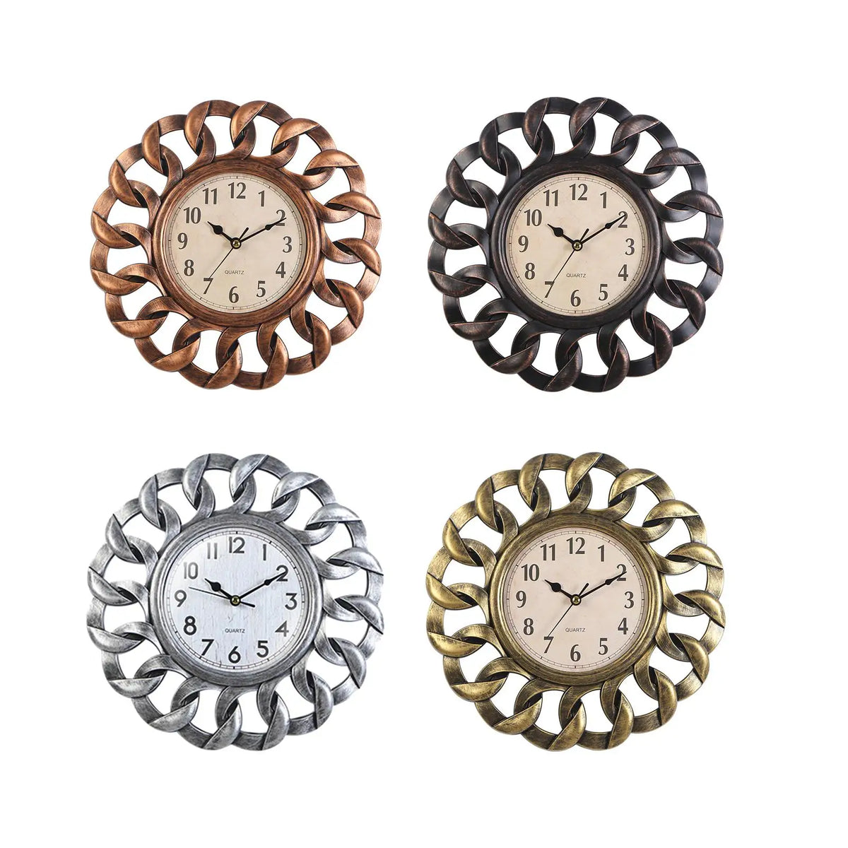 10inch Retro Wall Clock Vintage Non Ticking Quartz Battery Operated Easy Read for Kitchen Quake
