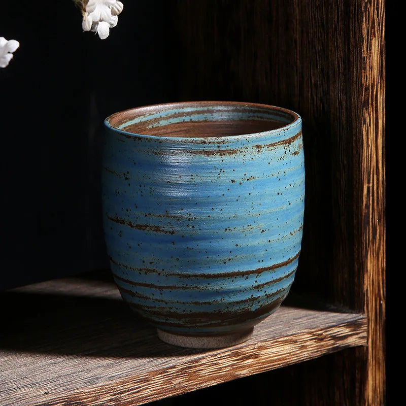 Japanese coarse pottery teacup single large pure handmade retro master cup ceramic coffee cup in ancient Quake D <200ml