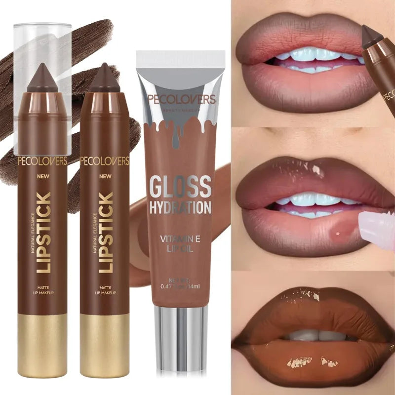 Lipstick Suit, Lip Liner with Lip Gloss, Depicts The Outline of The Lips, Naturally Moisturizes The Lips, and Lip Cosmetics Quake