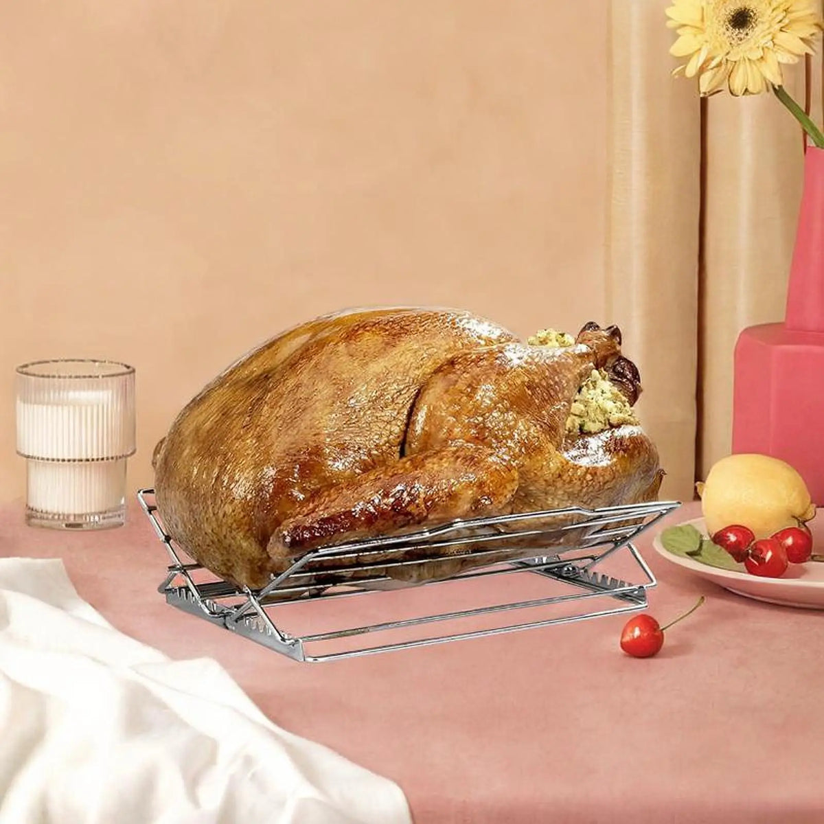 Grill Rack Large Easy to Clean Grilling Accessories for Turkeys Roasts Hams Quake
