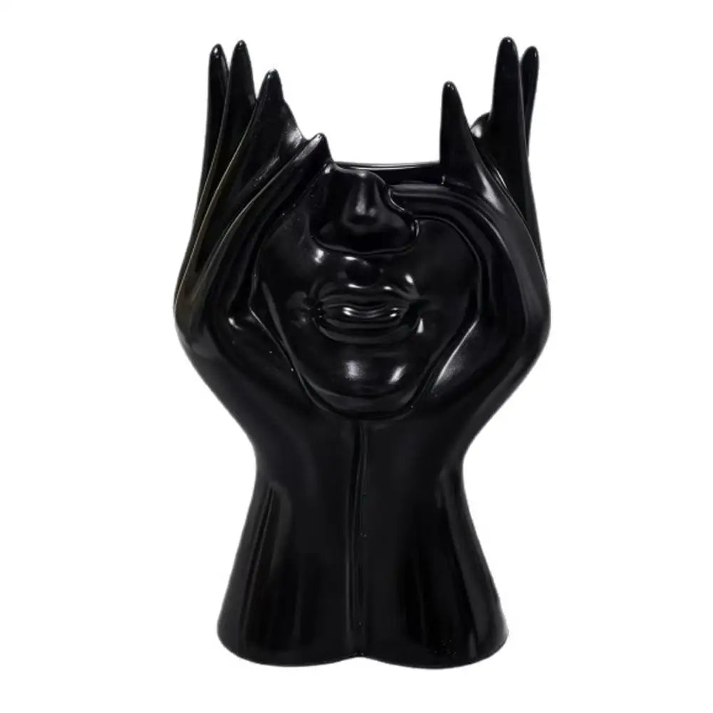 Makeup Brush Holder,Human Face Art Desktop Decoration,Vase,Compatible with Makeup,Eyebrow Pencils,Home Organizer,Plastic Materi Quake B