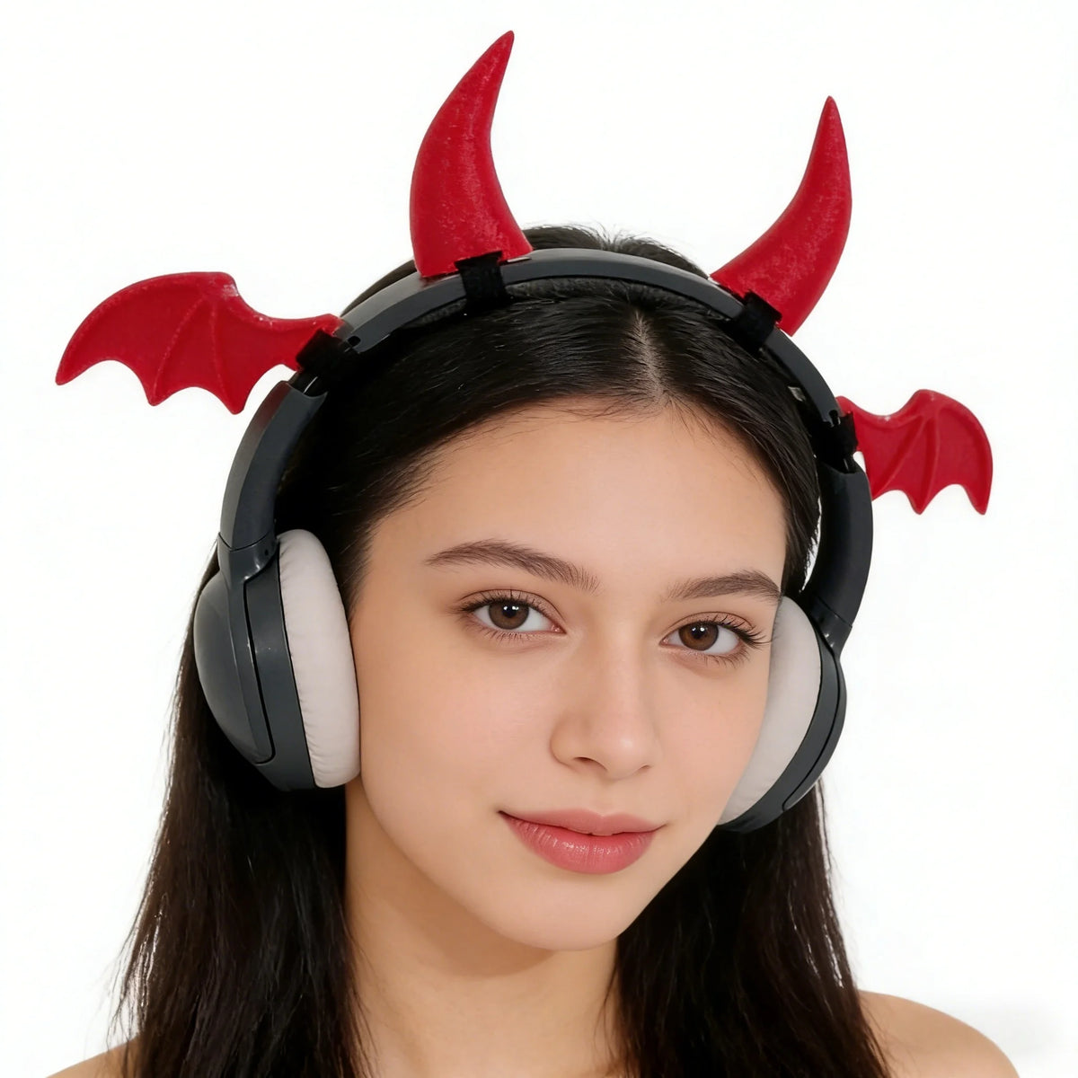 Halloween Decorations Devil Horns and Wing, Headphone Decorations, Devil Horns & Wing 3D Detachable Headphone Decorations Quake