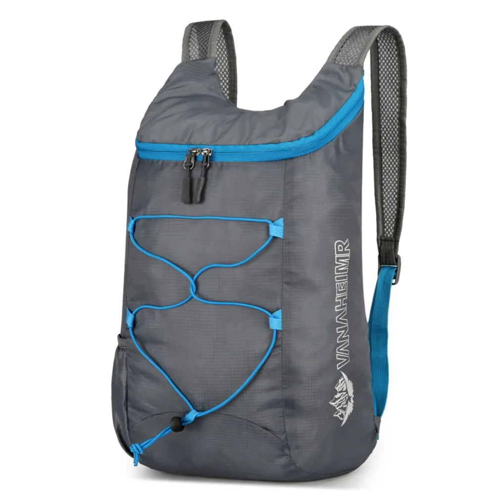 Foldable Sports Backpack Ultra Lightweight Waterproof Nylon Fabric Outdoor Packable Backpack High-capacity Fitness Bag Quake Grey