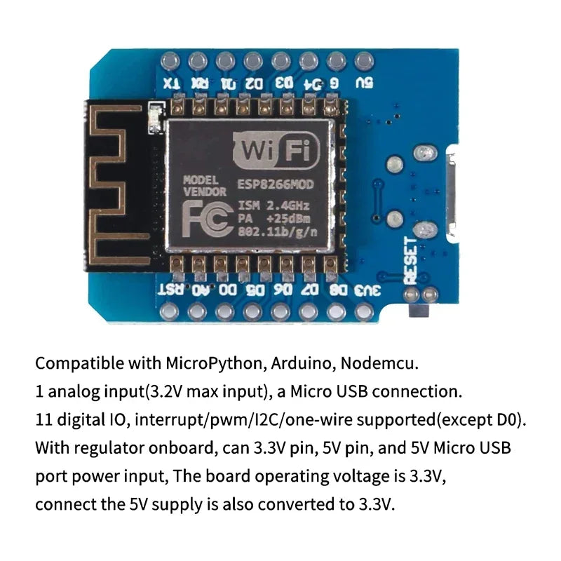 10pcs WeMos D1 Mini Pro V3.0 NodeMcu 4MB/16MB Bytes Lua WIFI Internet of Things Development Board Based ESP8266 CH340G Nodemcu V Quake