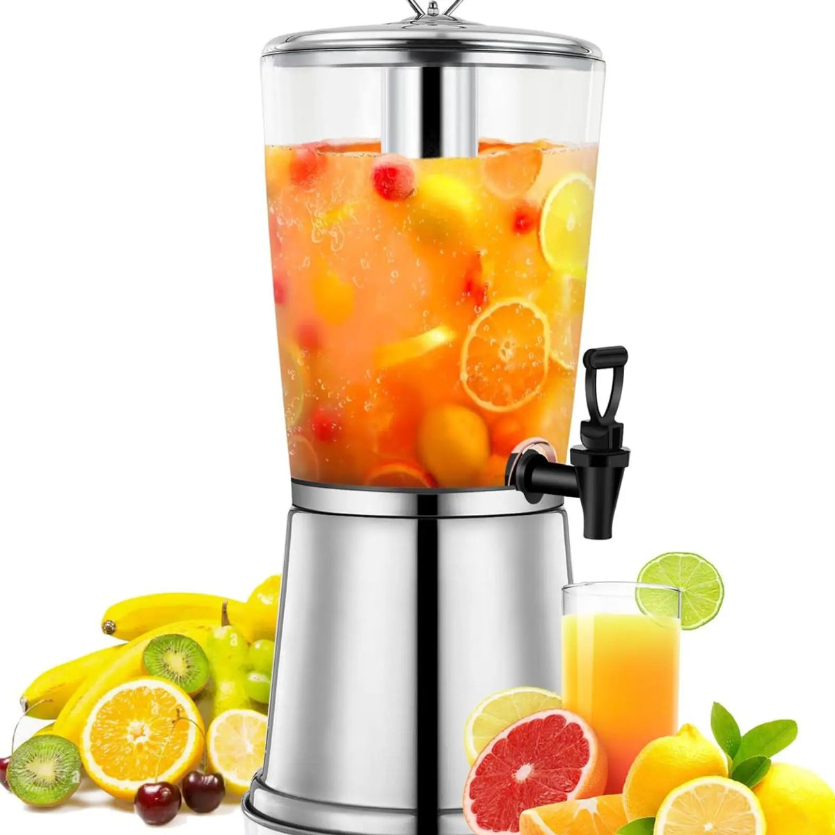 Beverage Dispenser with Stand Coffee Container Picnics Heavy Duty Weddings Portable Single Head Juice Dispenser Stainless Steel Quake