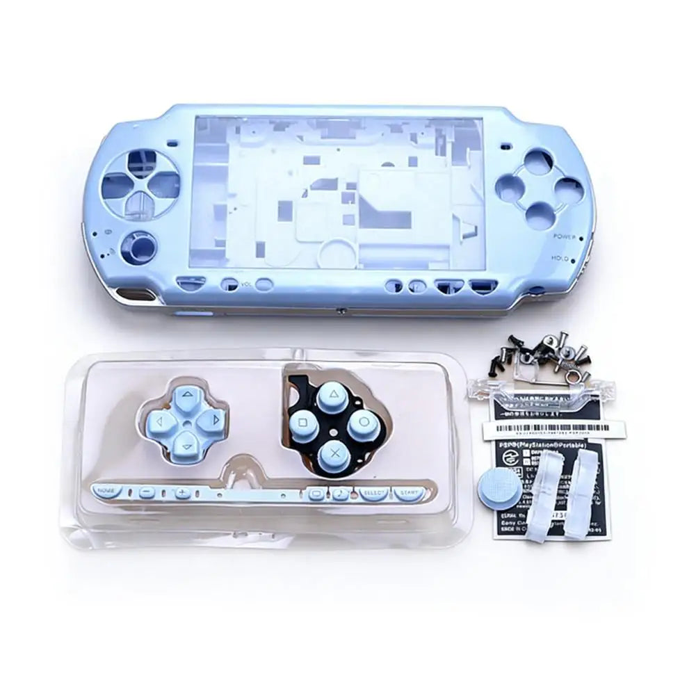 Replacement Full Shell Kit for PSP2000 Console Upper Cover Case Precise Fit Durable ABS Housing Buttons Screws Multi Colors Quake blue
