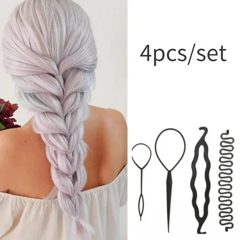 2/3/4pcs/set Ponytail Hair Styling Tools Ponytail Holder Topsy Loops Hair Bun Maker Braids Beauty Makeup Hairdressing Braiders Quake