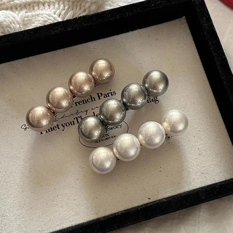 New Big Pearls Spring Clip Ponytail Hairpin for Women Elegant Temperament Hair Styling Barrettes Lady Hair Accessories Hairgrip Quake