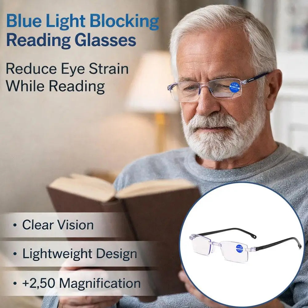 Ultra-Light Rimless Reading Glasses for Men & Women - HD Presbyopic Readers Quake