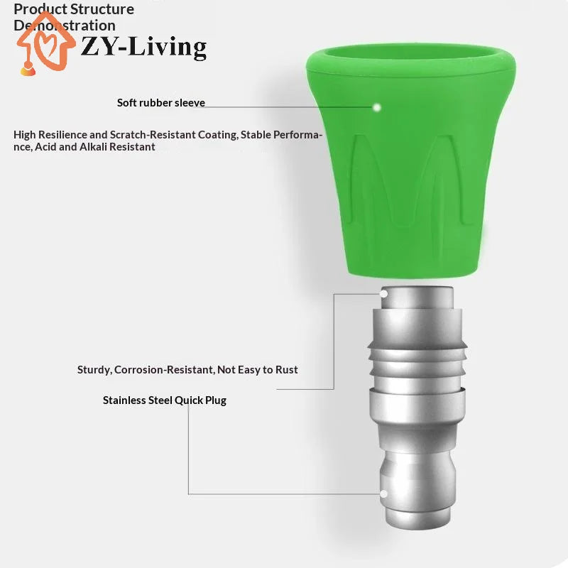Quick Connect Stainless Steel Car Washer Sector Sprayer Nozzle Tips With Soft Rubber Sleeve High Pressure Wash Nozzles Quake