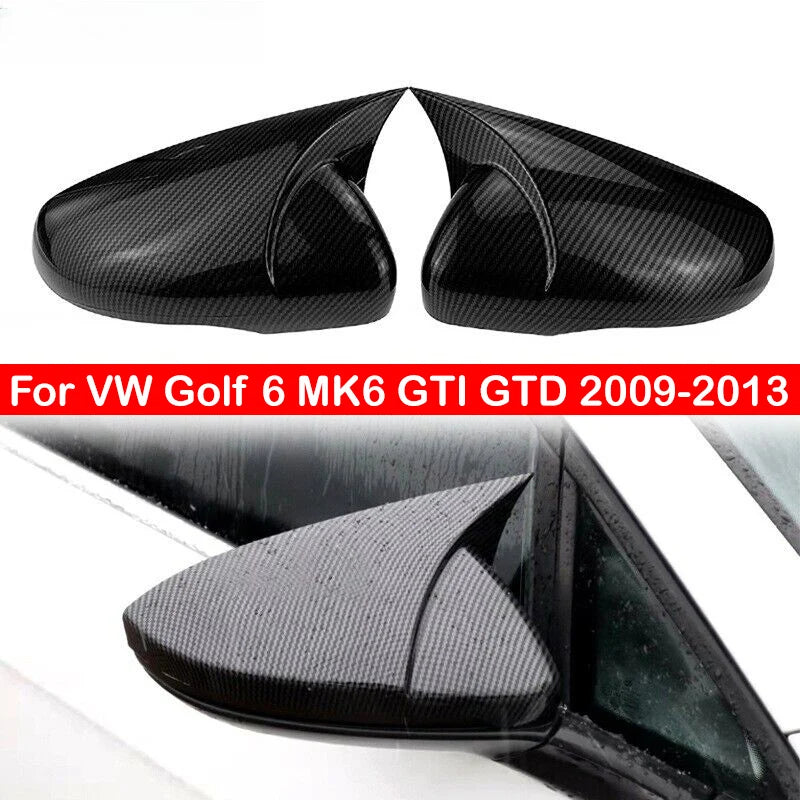 For VW Volkswagen Golf 6 MK6 GTI GTD 2009-2013 Car Rearview Side Mirror Cover Wing Cap Exterior Door Case Trim Carbon Fiber Look Quake