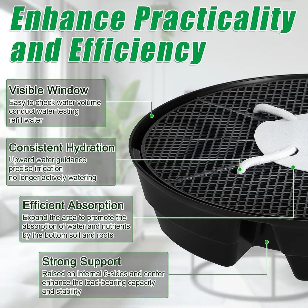 Self Watering Pot Base Set Easy Care Bottom Watering Tray Indoor Plant Stand for Office Flower Pot Quake
