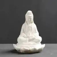 Buddha Tea Pet Ornament Zen Small Buddha Statue Home Decor Display Shelf Decoration Car Ornament Ceramic Crafts Small Figurine Quake Vase Lotus Guanyin
