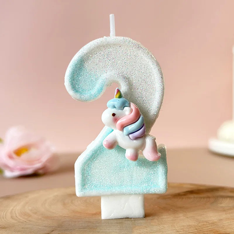 Cartoon Unicorn Digital Candle Birthday Candle Party Festival Cake Decoration Atmosphere Props Quake