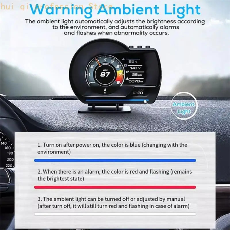 Multiple Parameters Speed RPM Display Odometer Head Up Display H8WE Quake