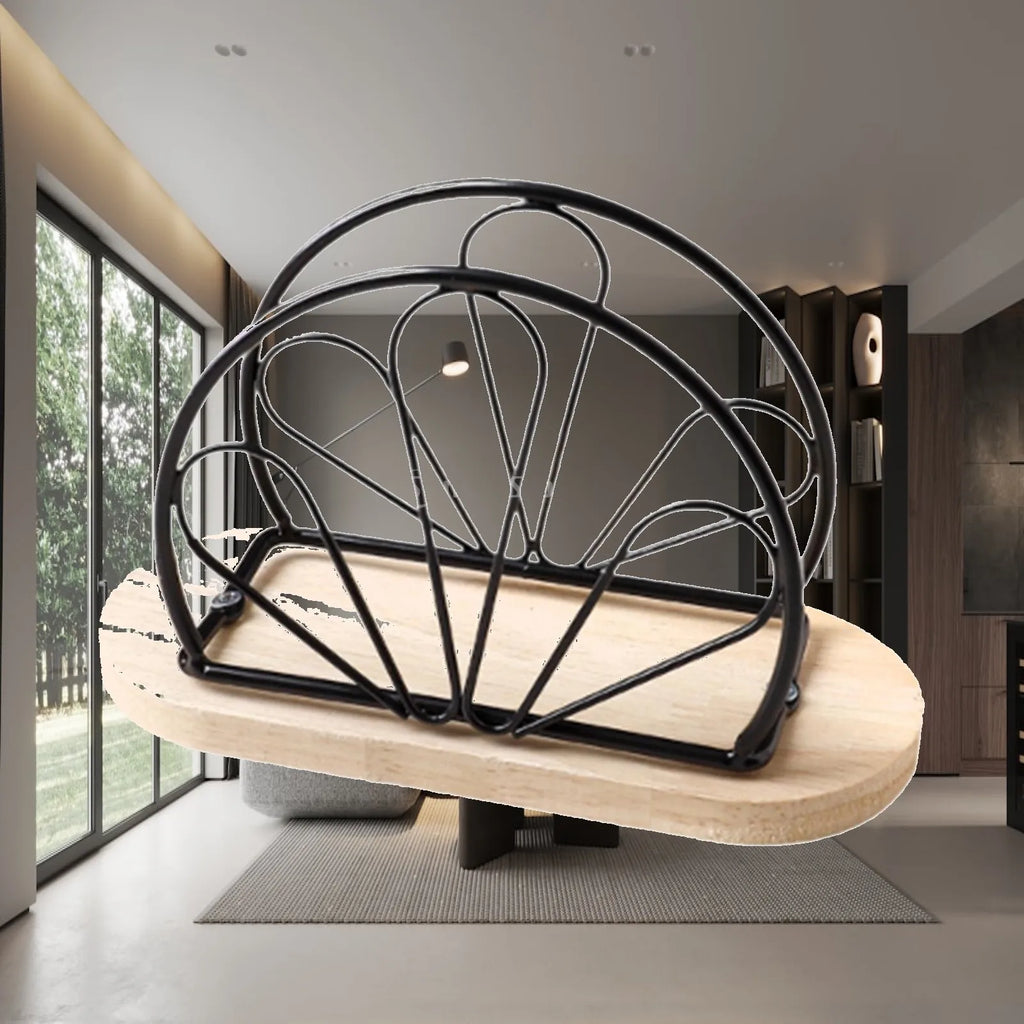 Iron Wood Napkin Holder Stand Polished Finish Freestanding Paper Tissue Organizer Table Napkin Stand for Office Kitchen Cafe Quake