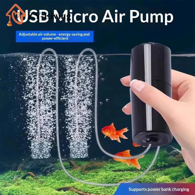 Aquarium Oxygen Air Pump USB Small Oxygenator for Fish Tank Silent Air Compressor Mini Aerator Portable Fish Tank Accessories Quake