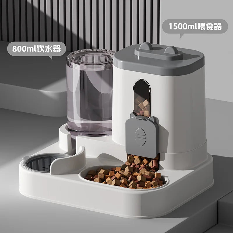 Cat Water Dispenser, Cat Food Automatic Feeder, Integrated Water Dispenser, Cat Drinking Water Flow Circulating Water Dispenser Quake Style B Gray G5690C