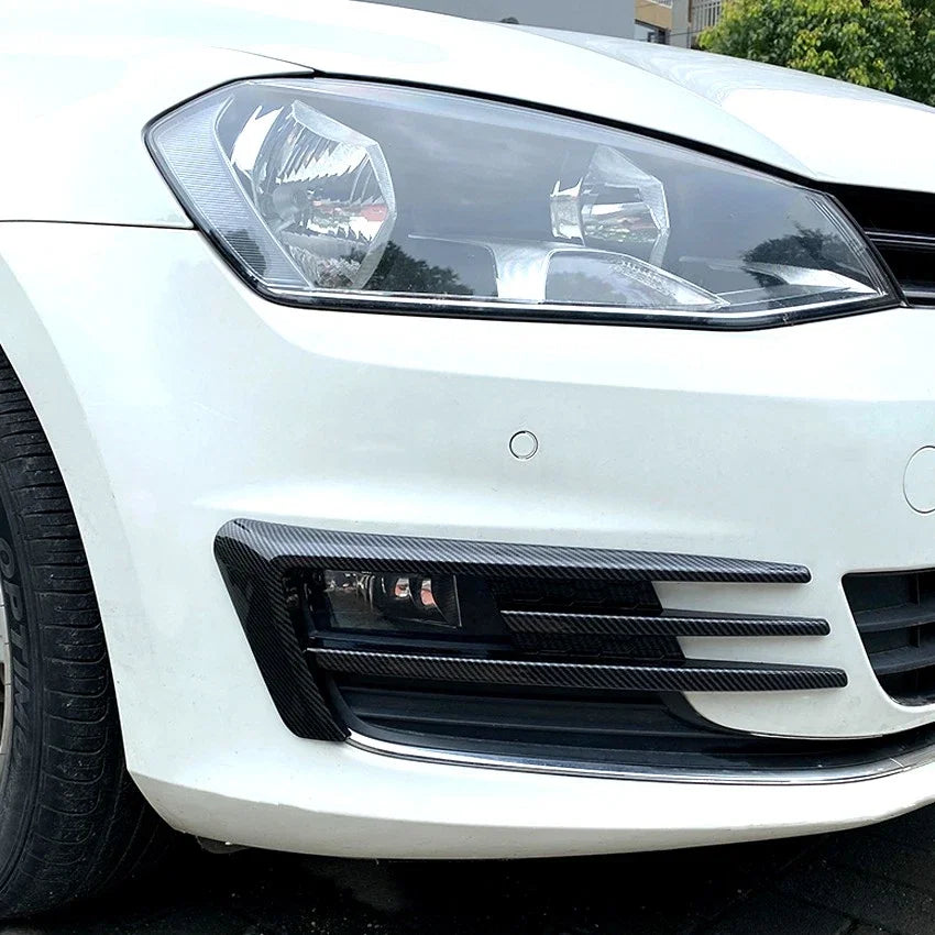 For Volkswagen Golf 7 MK7 2013-2016 Car Side Front Bumper Fog Light Grille Cover Trim Canards Kit Black ABS Carbon Look Black Quake