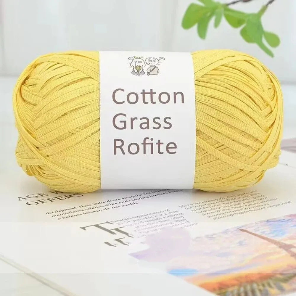 New Multicolour Rafia Yarn DIY Hand-Knitted Crocheting Paper Threads Gift Wrapping Rope Knitting Quake Yellow