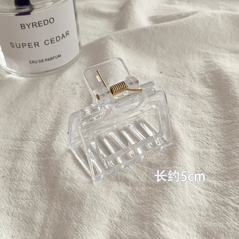 Transparent Grab Clip Korean Simple Large Hairpin Hair Grab Hairpin Bath Styling Tools & Accessories Quake 6 square 5cm