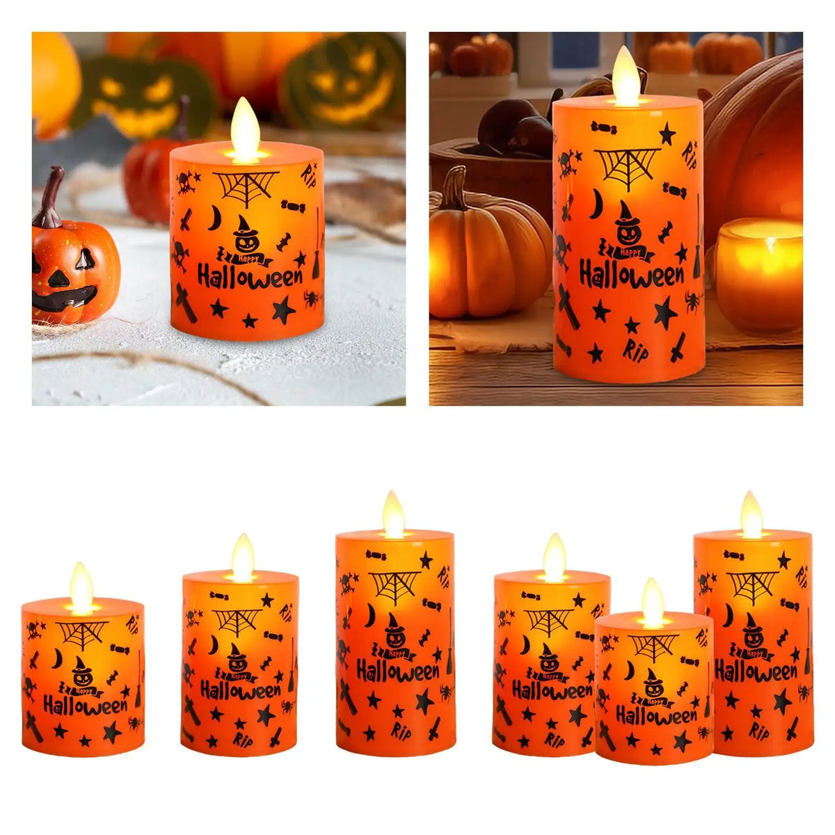 LED Pillar Candle Party Centerpiece Halloween Flickering Flameless Candle Quake