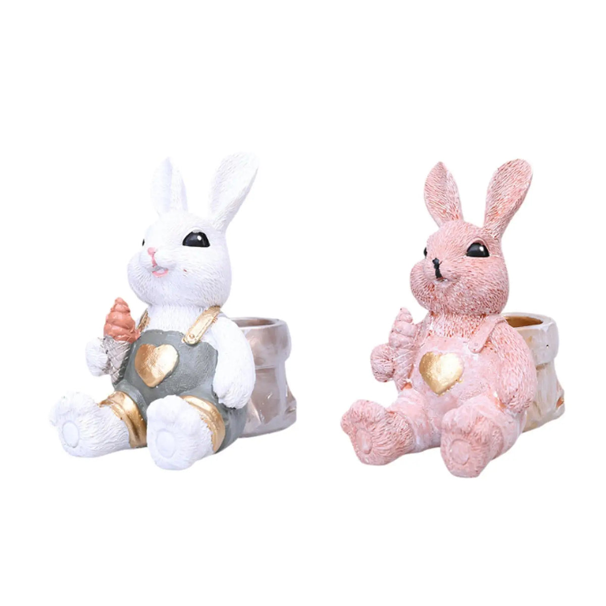 Easter Bunny Figurine Decorative Cute Easter Decoration Tabletop Ornament Animal Sculpture for Desk Home Bedroom Entrance Office Quake
