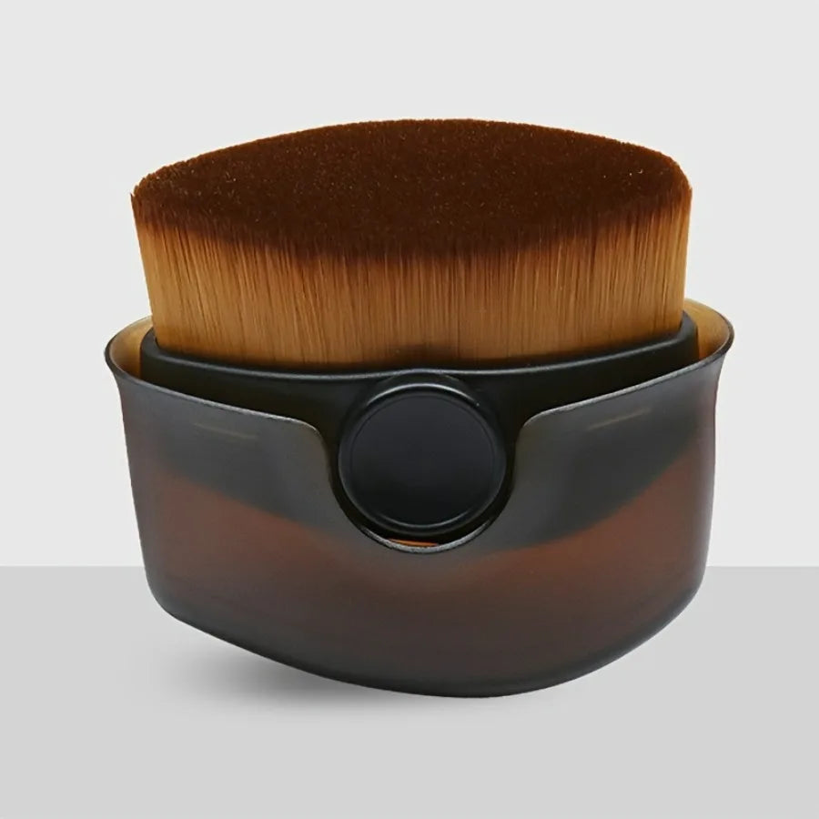 Multi-Purpose Face Brush with Case, Foundation Blush Powder Brush for Liquid Cream, Travel-Friendly Makeup Tool Quake black
