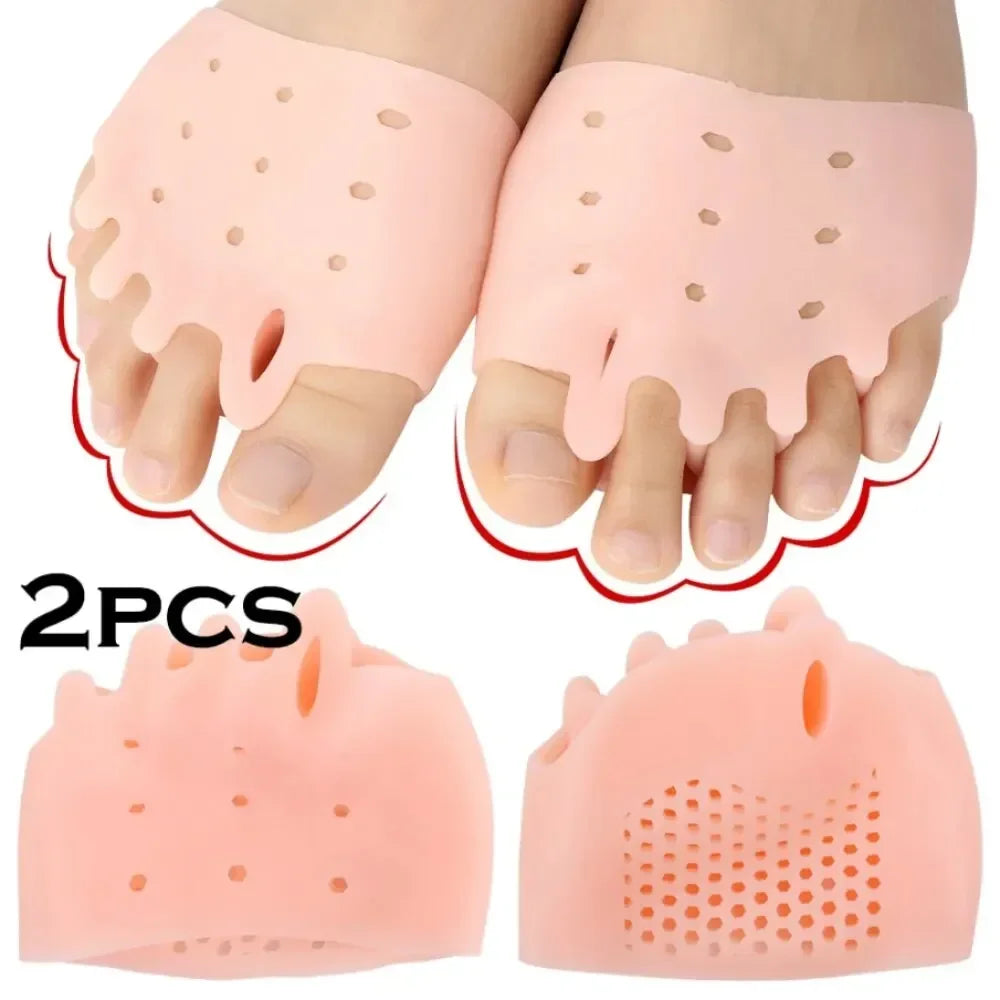 2pcs Finger Toe Valgus Corrector Gel Pads Silicone ForefootGel Insoles Pads Toe Separator Cushion Pad Pain Relief Insoles Quake