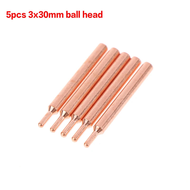 5/10Pcs 18650 Handheld Spot Tips Welder Head For Small Lithium Battery Spot Welder Pen Purple Copper Spot Welding Need Quake 5pcs 3x30mm round