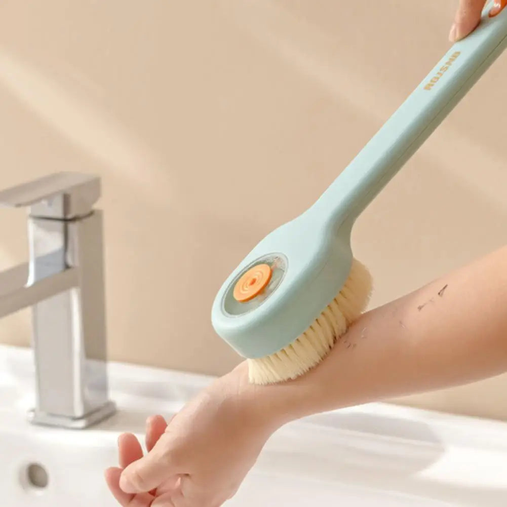 Liquid Filled Soft Long Handle Hair Bath Brush, with A Back Rubbing Tool and A Long Handle for Showering Bath Accessories Quake