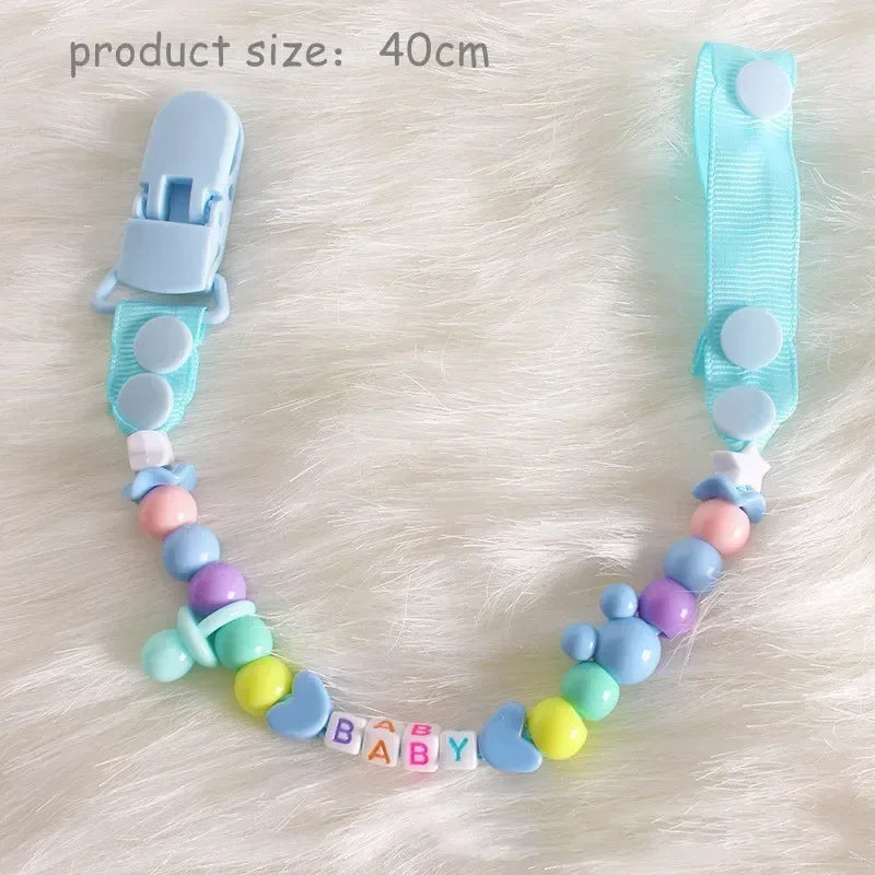 Baby Dummy Anti-lost Pacifier Baby Leash Newborns Beads Soother Nippler Chain Newborn Pacifiers Clips for Teether Nipples Care Quake