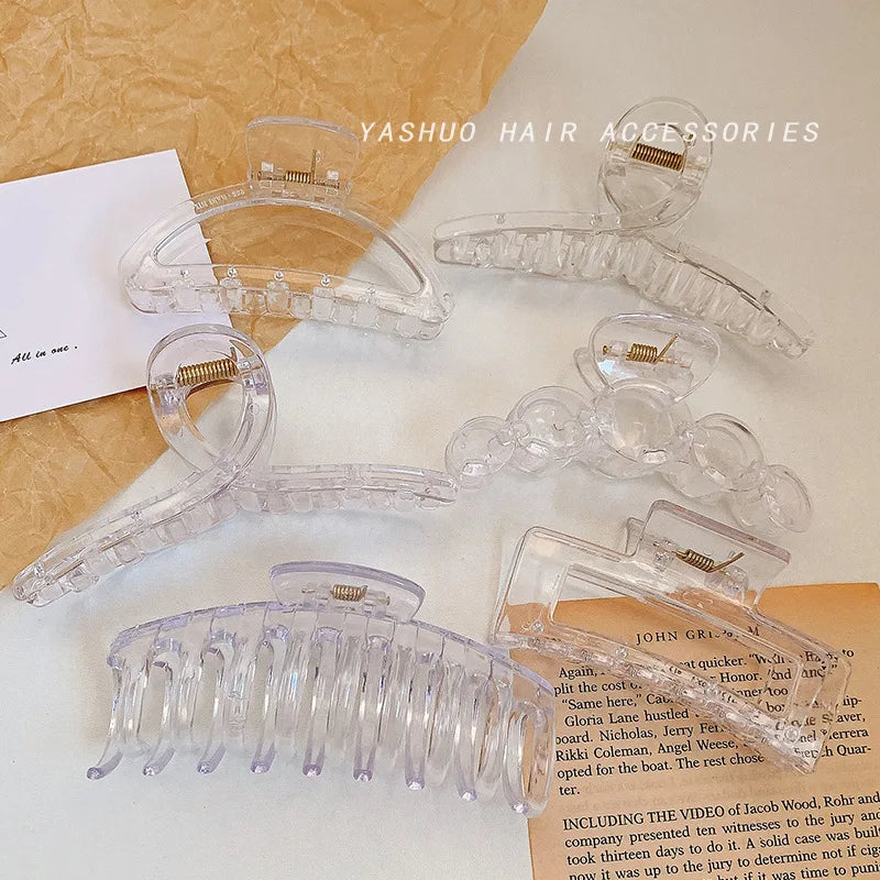 Transparent Grab Clip Korean Simple Large Hairpin Hair Grab Hairpin Bath Styling Tools & Accessories Quake