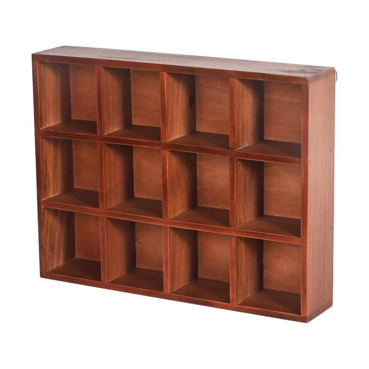 Wooden Wall Mounted Shadow Box Display Shelf with 12 Compartments Floating Shelving Unit for Small Keepsakes Miniatures Quake Style A