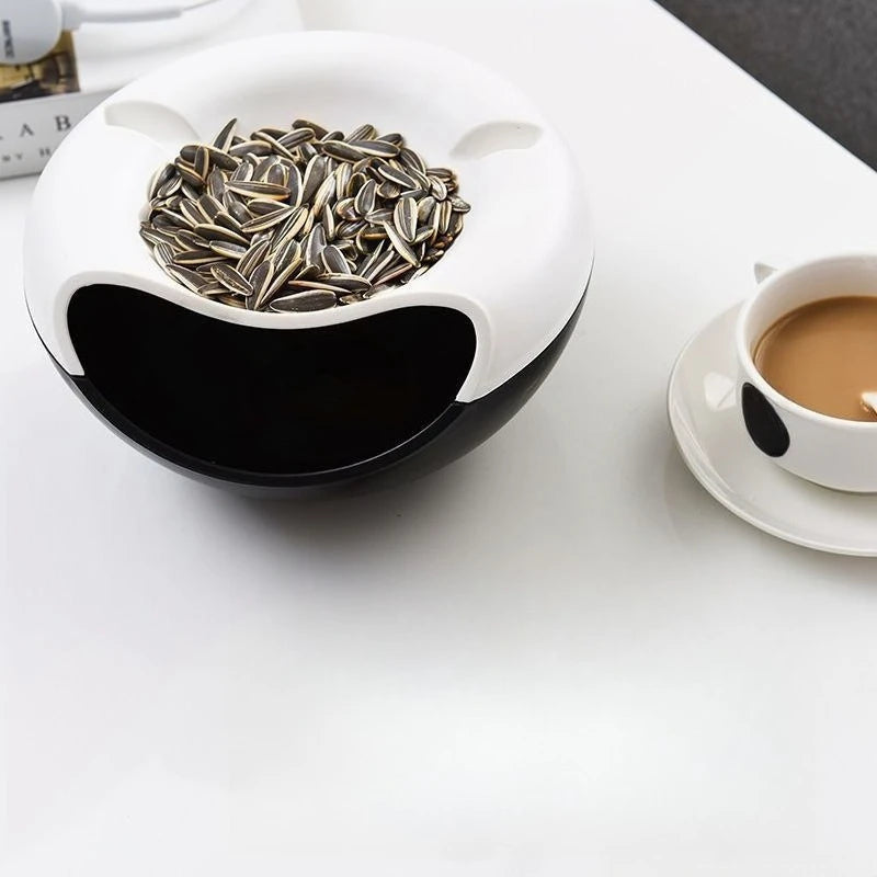Lazy Double-layer Sunflower Seed Storage Tray Separated Snack and Shell Container Household Nut Serving Plate for Watching TV Quake