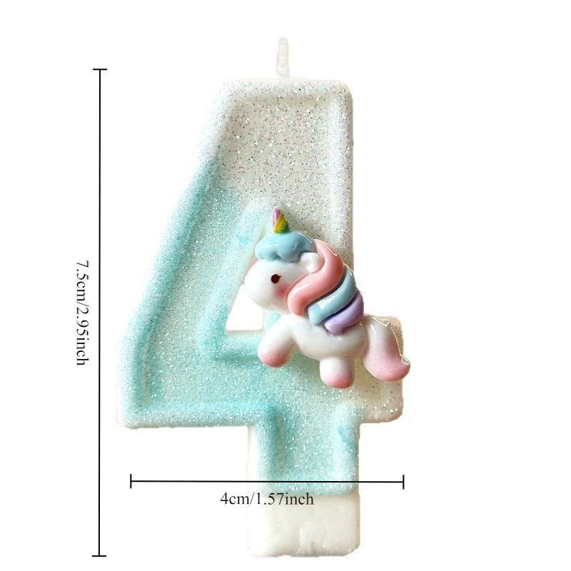 Cartoon Unicorn Digital Candle Birthday Candle Party Festival Cake Decoration Atmosphere Props Quake E