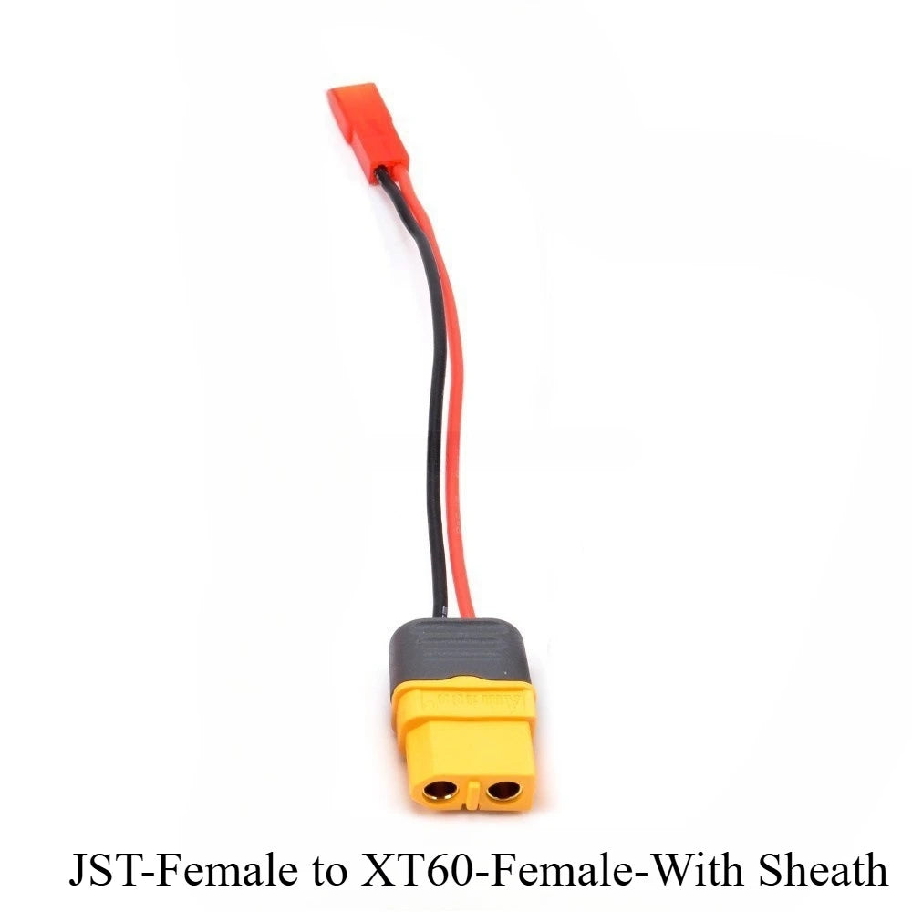 Vibration‑Resistant XT60 to JST Banana Plug Conversion Cord 20AWG Pre‑Crimped Adapter With/No Sheath for RC Hobby Modification Quake JST-F to XT60-F-SH 20AWG 1M