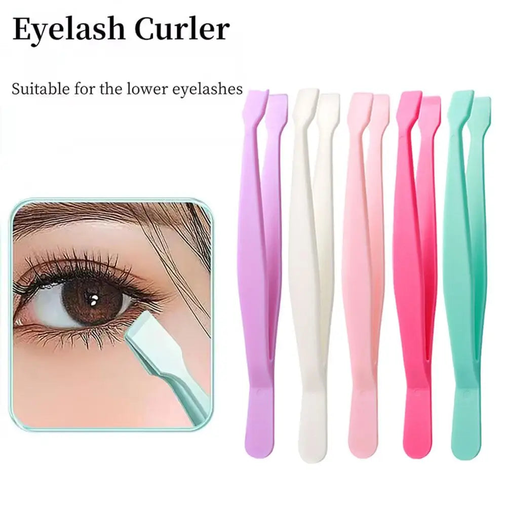 Lower Eyelash Tweezers Stainless Steel Eyelash Cluster Applicator Tweezers Lash Applicator Tool for Travel Salon Separating 2PCS Quake