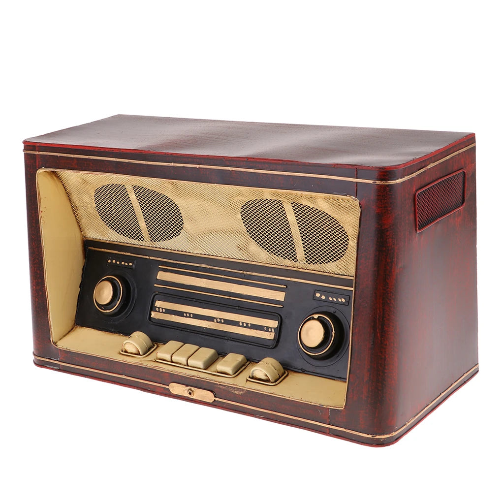 Vintage Radio Model Nostalgic Decoration for Living Room Bedroom Bar Quake Default Title