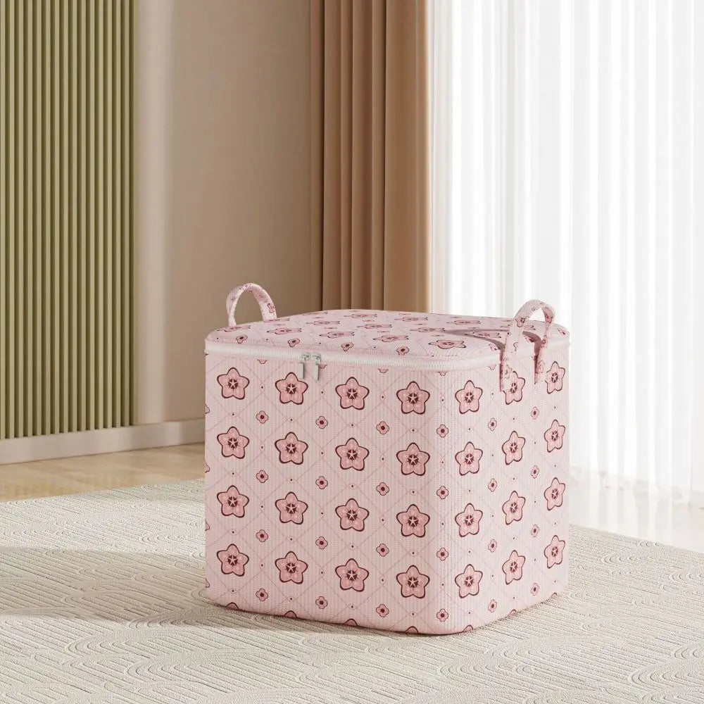 With Handle Clothes Storage Bins Foldable Large Capacity Quilt Storage Bag Clothes Organizer Cherry Blossom Quake