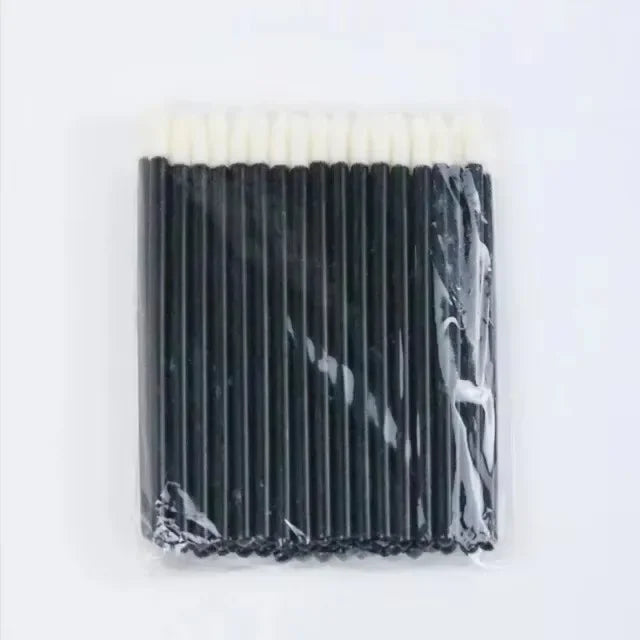 vvocci 50/100pcs Disposable Lip & Eyelash Mascara Applicator Wands- Professional Eye Makeup Brushes for Cosmetic Extension Tools Quake M153 black 100PCS
