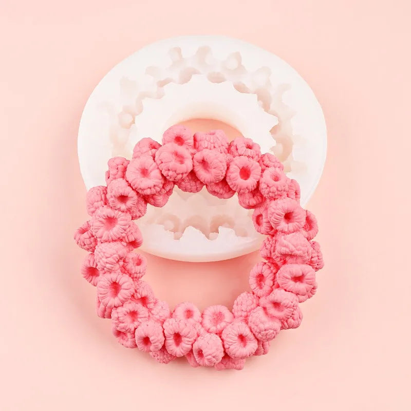 DIY Handmade Soap Raspberry Ring Silicone Mold Chocolate Mousse Cake Decoration Silicone Mold Quake