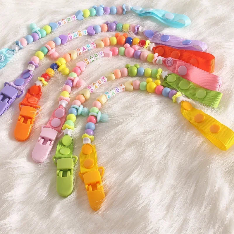 Baby Dummy Anti-lost Pacifier Baby Leash Newborns Beads Soother Nippler Chain Newborn Pacifiers Clips for Teether Nipples Care Quake