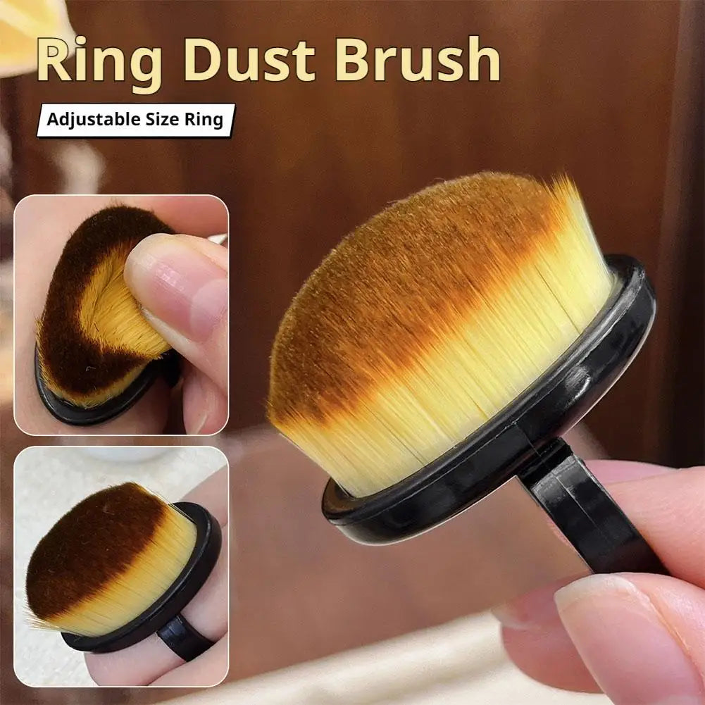 1/2PCS Nail Dust Brush Nail Cleaning Brush Manicure Scrubber Brush Ring Duster Soft Fiber Bristle Portable Travel Manicure Brush Quake
