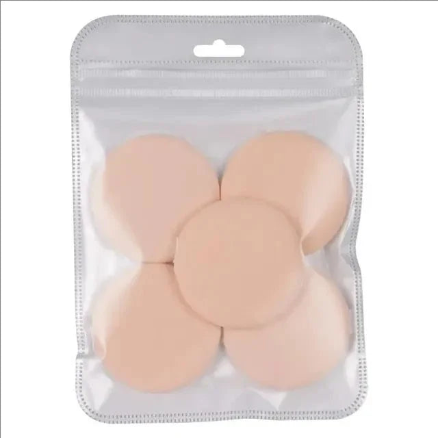 Dry Wet Round Air MJ Mini Cushion Puff Thin Lightweight Foundation SpongeDual-Use Quake Nude 5-Pack