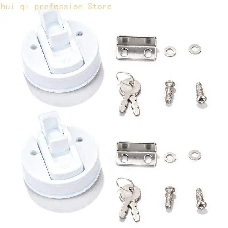 Marine Inspection Panel Lock Set with Flush Pull Handle, Keyed Nylon Deck Access Hardware 2 Pack for Boat Covers H8WE Quake White CN