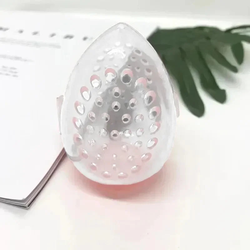 Plastic Egg Shaped Makeup Blender Holder Stand Drying Box Empty MakeupSponge StorageCosmetic Puff Organizer Rack Portable Quake M31 White
