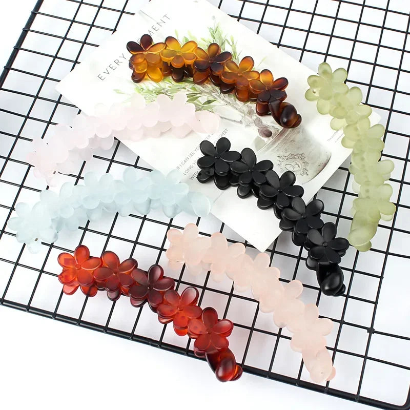 Vintage Flower Hair Claw Women Girl Banana Hairpin Ponytail Hair Clip Clamp Sweet Cute Hair Accessories Korean Styling Crab Claw Quake