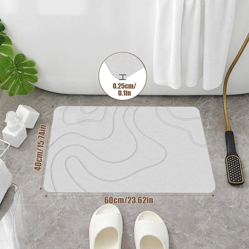 New 40x60cm Bathroom Anti-slip Mat Diatomite Stone Super Absorbent Entrance Carpet Anti-Slip Kitchen Floor Mat Quake Grey