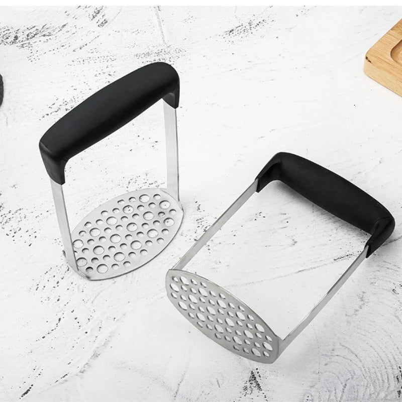 Stainless Steel Potato Masher Manual Food Mud Presser Multi‑Function Kitchen Tool for Sweet Potato Baby Food Mashing Quake